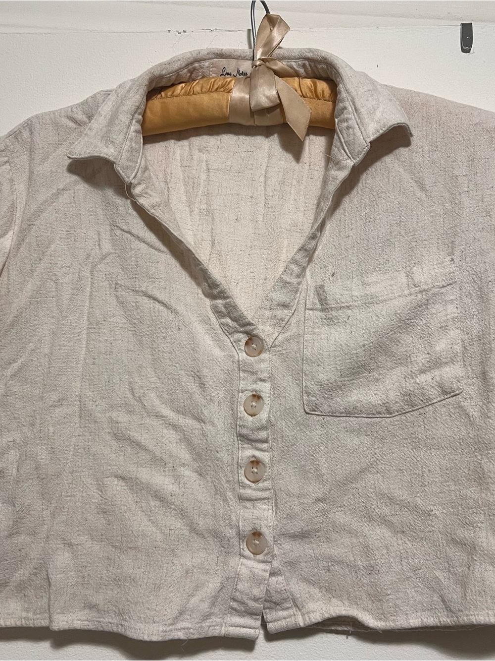 Love Notes Brand Casual Button-Front Linen Shirt  - Natural